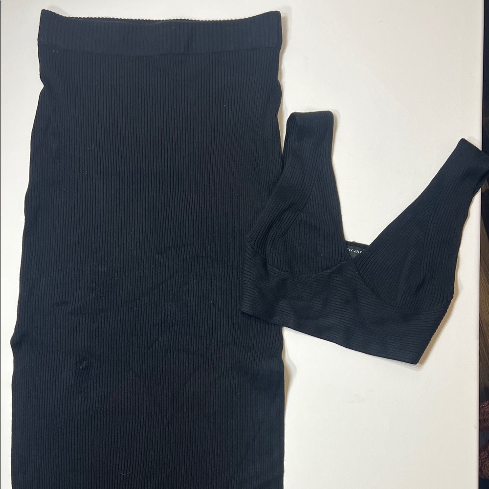 Sincerely Jules Black Ribbed Skirt Set